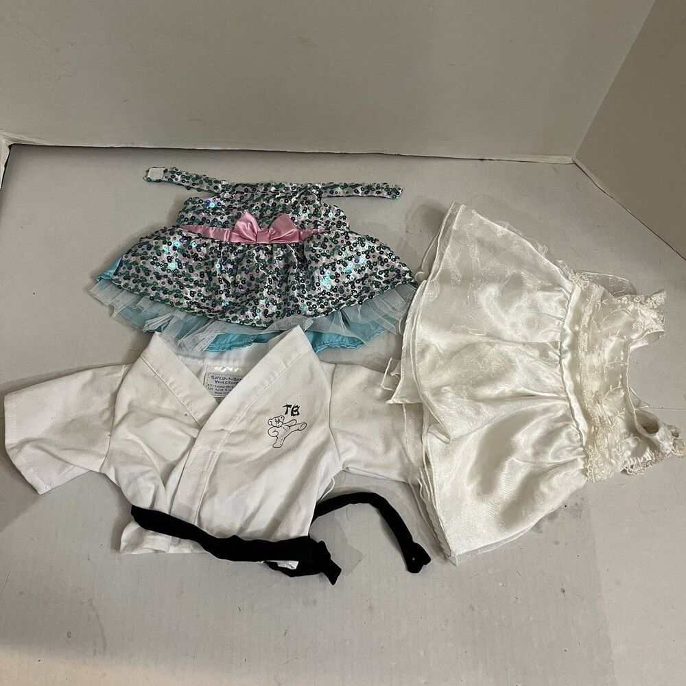Build-A-Bear Clothing Lot 3 Dresses Karate Gi Sequin Mermaid White Satin BABW